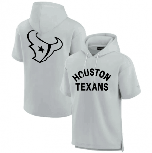 Men Houston Texans Gray Super Soft Fleece Short Sleeve Hoodie