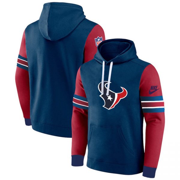 Men Houston Texans Navy/Red Pullover Hoodie