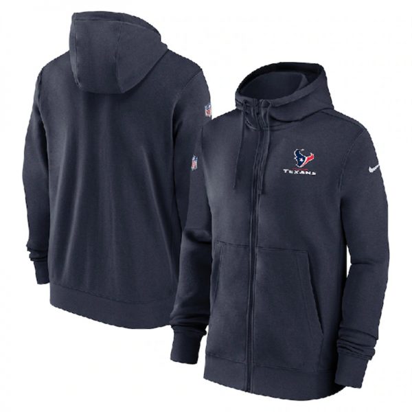 Men Houston Texans Navy Sideline Club Performance Full-Zip Hoodie
