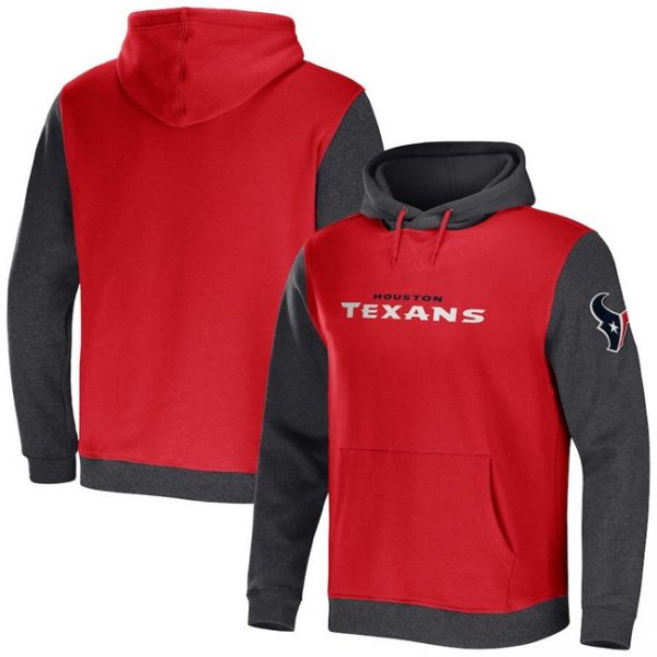 Men Houston Texans x Darius Rucker Collection Red/Charcoal Colorblock Pullover Hoodie