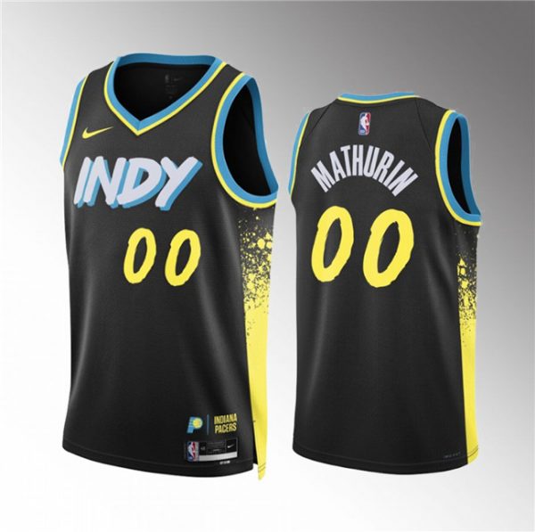 Men Indiana Pacers #00 Bennedict Mathurin Black 2023/24 City Edition Stitched Basketball Jersey