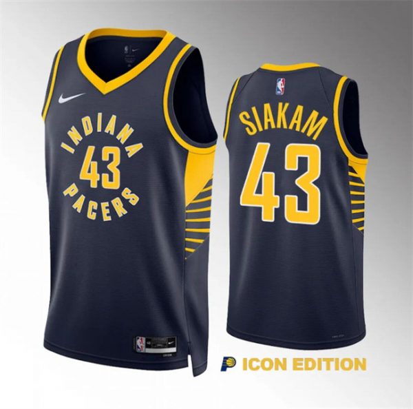 Men Indiana Pacers #43 Pascal Siakam Navy Icon Edition Stitched Basketball Jersey