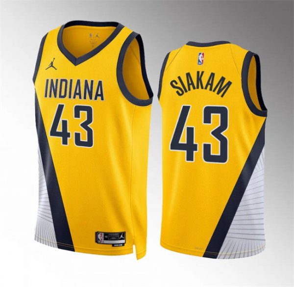 Men Indiana Pacers #43 Pascal Siakam Yelllow Statement Edition Stitched Basketball Jersey