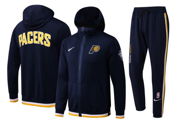 Men Indiana Pacers 75th Anniversary Navy Performance Showtime Full-Zip Hoodie Jacket And Pants Suit