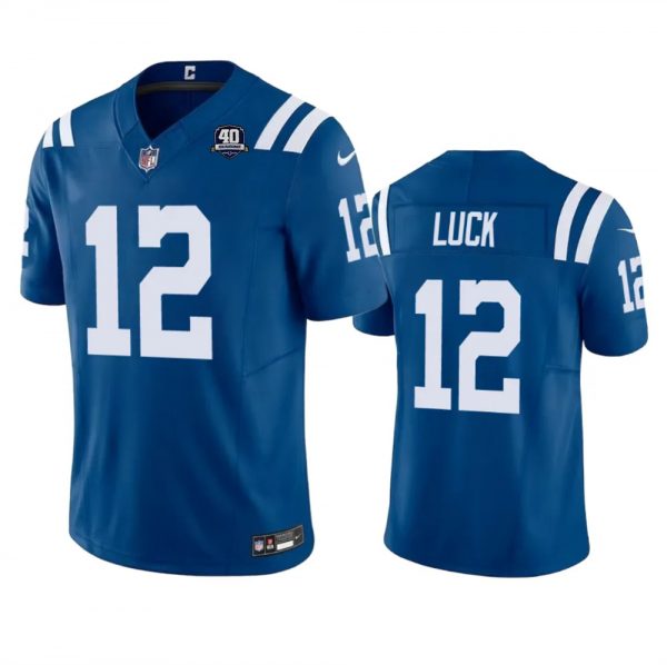 Men Indianapolis Colts #12 Andrew Luck Blue 2023 F.U.S.E 40th Anniversary Vapor Untouchable Stitched Football Jersey