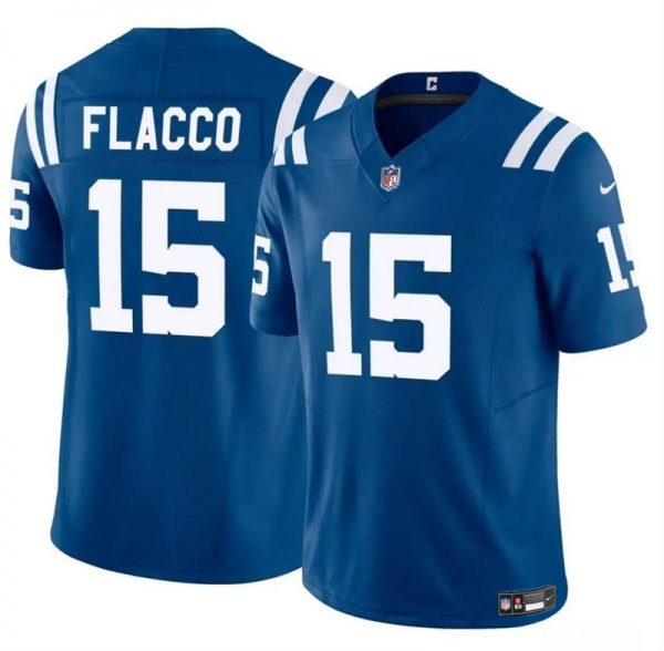 Men Indianapolis Colts #15 Joe Flacco Blue 2024 F.U.S.E. Vapor Limited Stitched Football Jersey