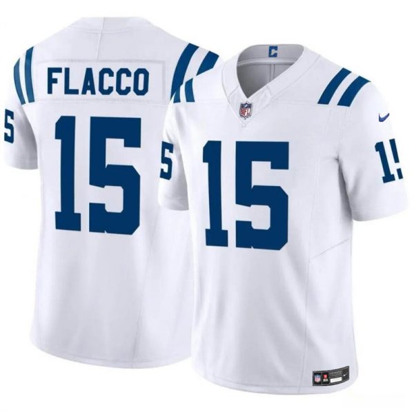 Men Indianapolis Colts #15 Joe Flacco White 2024 F.U.S.E. Vapor Limited Stitched Football Jersey