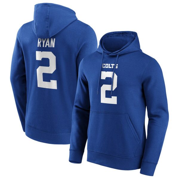 Men Indianapolis Colts #2 Matt Ryan Blue Hoodie