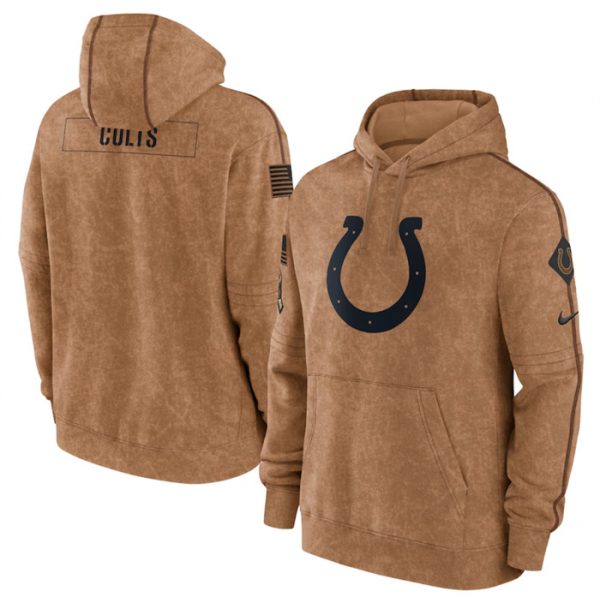 Men Indianapolis Colts 2023 Brown Salute to Service Pullover Hoodie