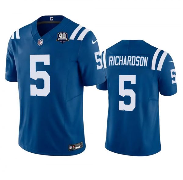 Men Indianapolis Colts #5 Anthony Richardson Blue 2023 F.U.S.E 40th Anniversary Vapor Untouchable Stitched Football Jersey
