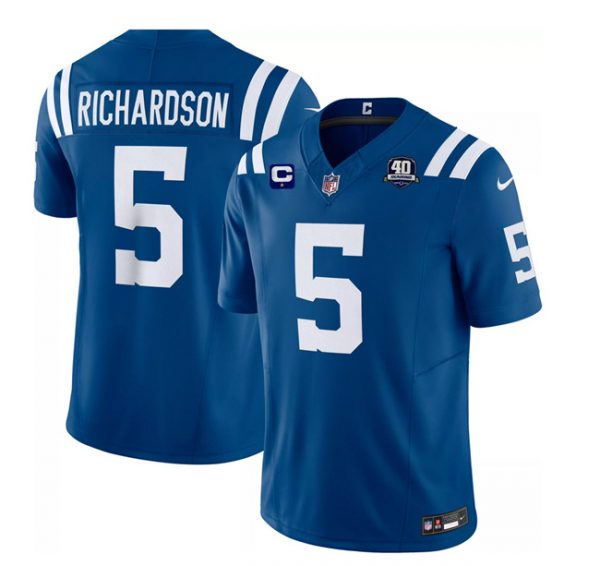 Men Indianapolis Colts #5 Anthony Richardson Blue 2023 F.U.S.E. 40th Anniversary With 1-Star C Patch Vapor Untouchable Limited Stitched Football Jersey