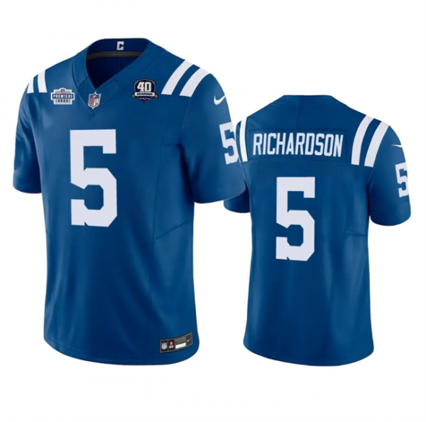 Men Indianapolis Colts #5 Anthony Richardson Royal 2023 F.U.S.E. With Prem1ere Patch 40th Anniversary Vapor Untouchable Limited Stitched Football Jersey