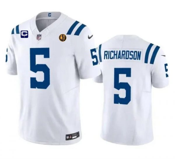 Men Indianapolis Colts #5 Anthony Richardson White 2023 F.U.S.E. 1-star C Patch And With John Madden Patch Vapor Limited Stitched Football Jersey
