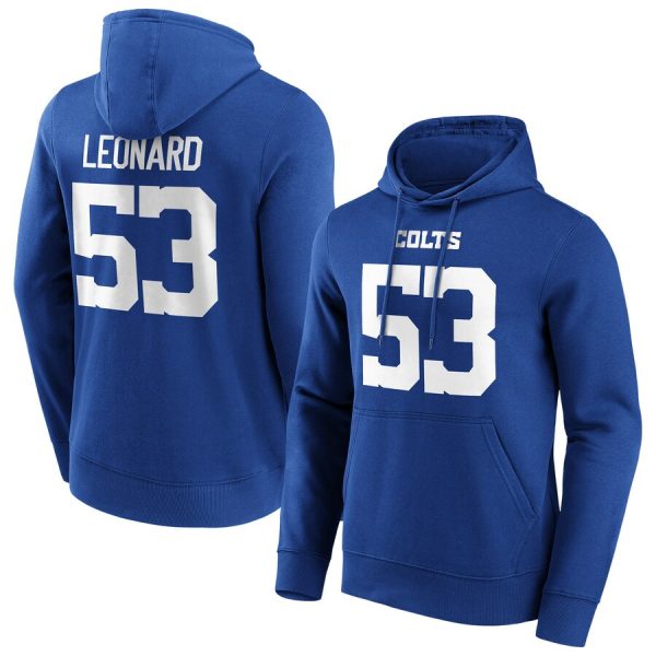 Men Indianapolis Colts #53 Shaquille Leonard Blue Hoodie