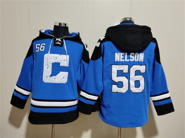 Men Indianapolis Colts #56 Quenton Nelson Blue Ageless Must-Have Lace-Up Pullover Hoodie