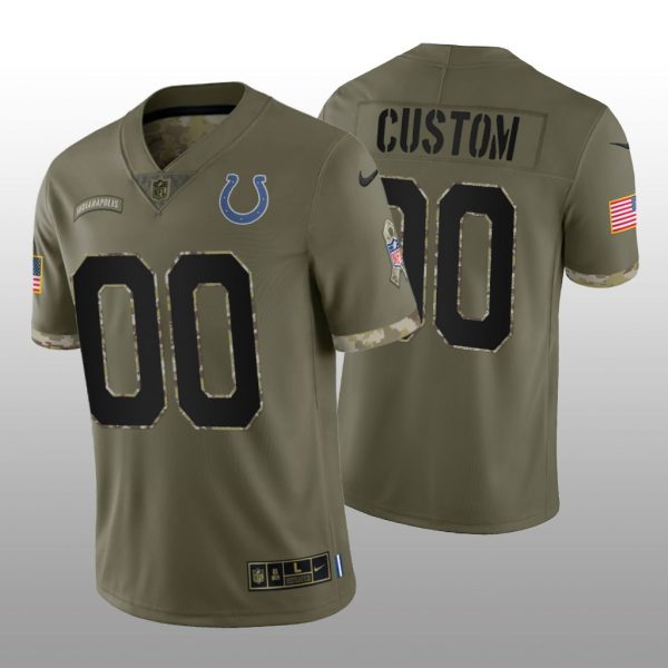 Indianapolis Colts ACTIVE PLAYER Custom Olive 2022 Salute To Service Limited Stitched Jersey