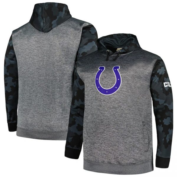 Men Indianapolis Colts Heather Charcoal Big & Tall Camo Pullover Hoodie