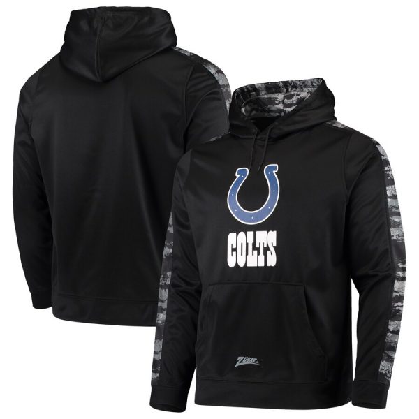 Men Indianapolis Colts Zubaz Black Tonal Oxide Pullover Hoodie