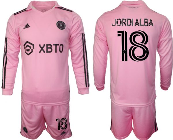 Men Inter Miami CF #18 Jordialba 2023/24 Pink Home Soccer Jersey Suit