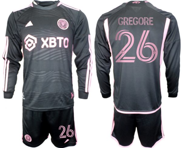Men Inter Miami CF #26 Gregore 2023/24 Black Away Soccer Jersey Suit