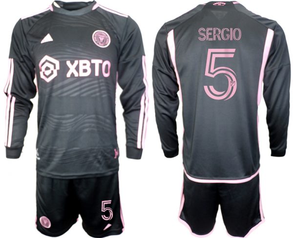 Men Inter Miami CF #5 sergio 2023/24 Black Away Soccer Jersey Suit