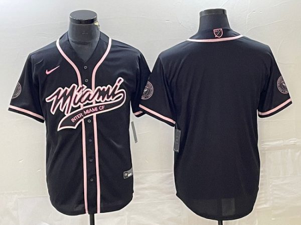 Men Inter Miami CF Blank Black Cool Base Stitched Jersey