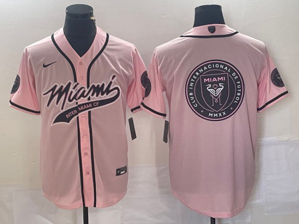 Men Inter Miami CF Pink Team Big Logo Cool Base Stitched Jersey