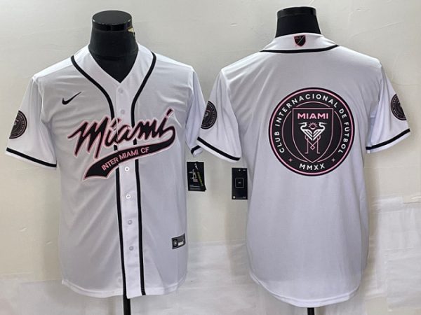 Men Inter Miami CF White Team Big Logo Cool Base Stitched Jersey
