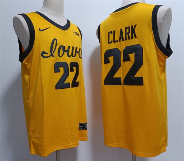 Men Iowa Hawkeyes #22 Caitlin Clark Yellow Stitched Jersey