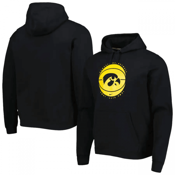 Men Iowa Hawkeyes Black Basketball Pullover Hoodie