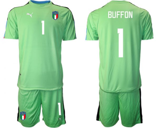 Men Italy #1 Buffon Green Goalkeeper Soccer Jersey Suit