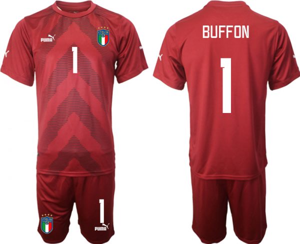 Men Italy #1 Buffon Red Goalkeeper Soccer Jersey Suit