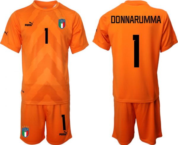 Men Italy #1 Donnarumma Orange Goalkeeper Soccer Jersey Suit