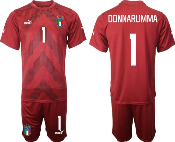 Men Italy #1 Donnarumma Red Goalkeeper Soccer Jersey Suit
