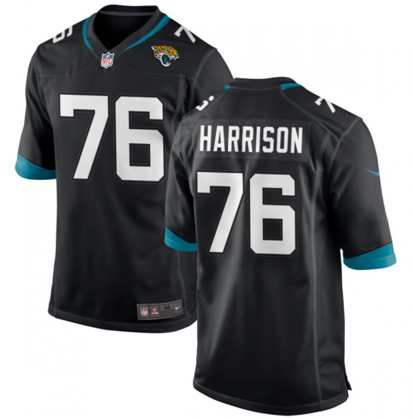 Men Jacksonville Jaguars #76 Anton Harrison Black 2023 Draft Stitched Game Jersey