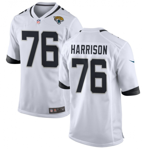 Men Jacksonville Jaguars #76 Anton Harrison White 2023 Draft Stitched Game Jersey