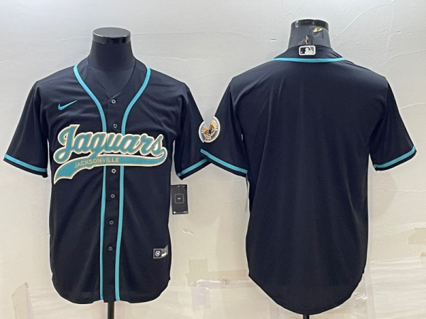 Jacksonville Jaguars ACTIVE PLAYER Custom Black With Patch Cool Base Stitched Baseball Jersey