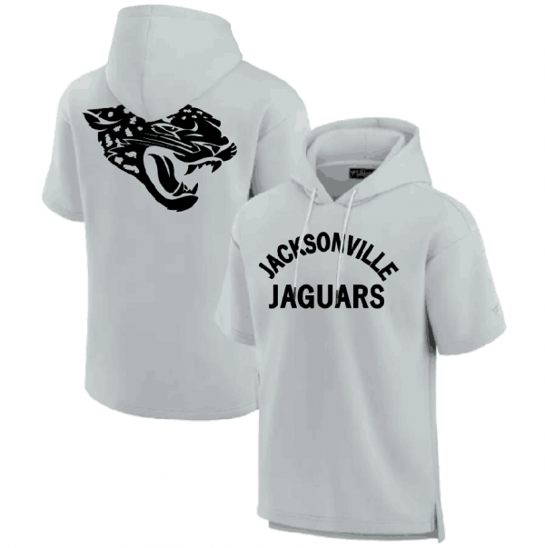 Men Jacksonville Jaguars Gray Super Soft Fleece Short Sleeve Hoodie