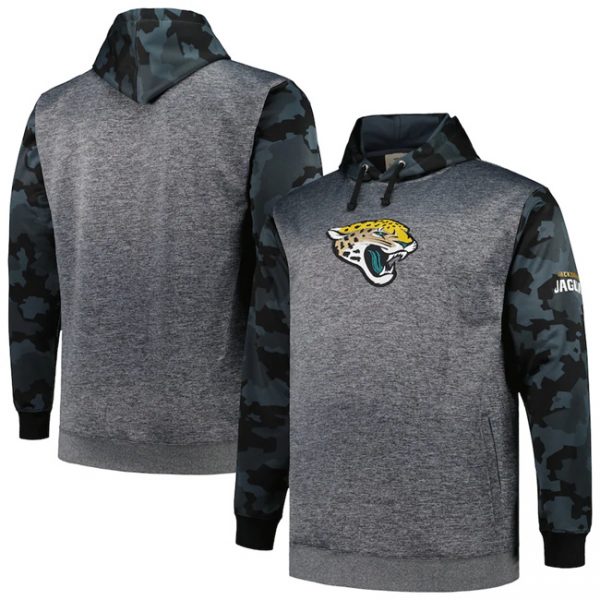 Men Jacksonville Jaguars Heather Charcoal Big & Tall Camo Pullover Hoodie