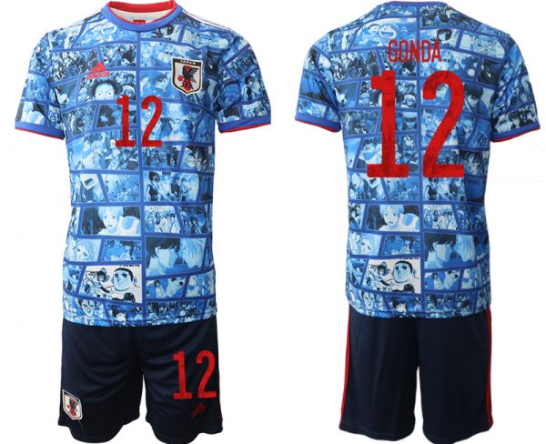 Men Japan #12 Gonda Blue Home Soccer Jersey Suit