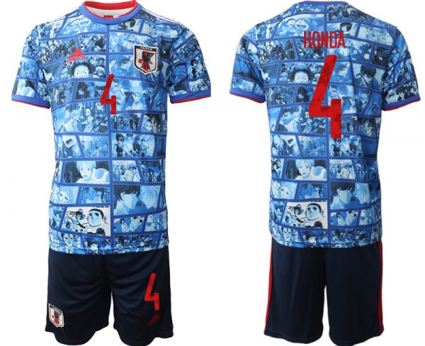 Men Japan #4 Honda Blue Home Soccer Jersey Suit