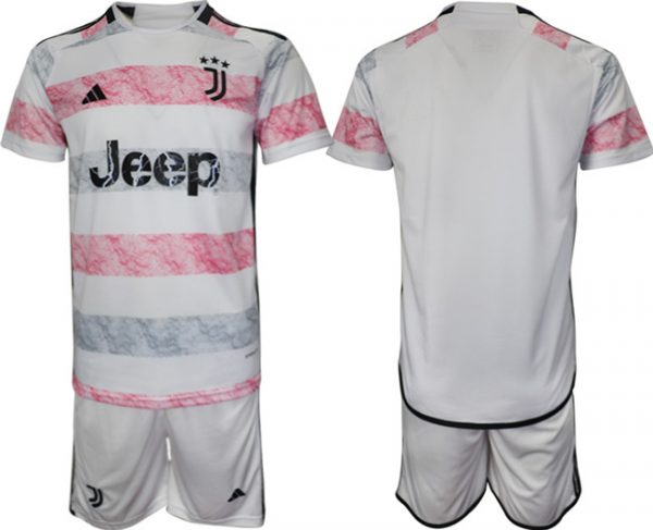 Juventus FC Custom 2023/24 White/Pink Away Soccer Jersey Suit