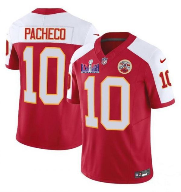 Men Kansas City Chiefs #10 Isiah Pacheco Red/White F.U.S.E. Super Bowl LVIII Patch Vapor Untouchable Limited Stitched Football Jersey