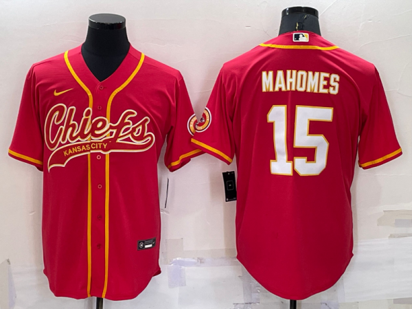 Men Kansas City Chiefs #15 Patrick Mahomes Red Cool Base Stitched Baseball Jersey