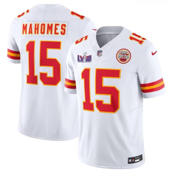 Men Kansas City Chiefs #15 Patrick Mahomes White F.U.S.E. Super Bowl LVIII Patch Vapor Untouchable Limited Stitched Football Jersey
