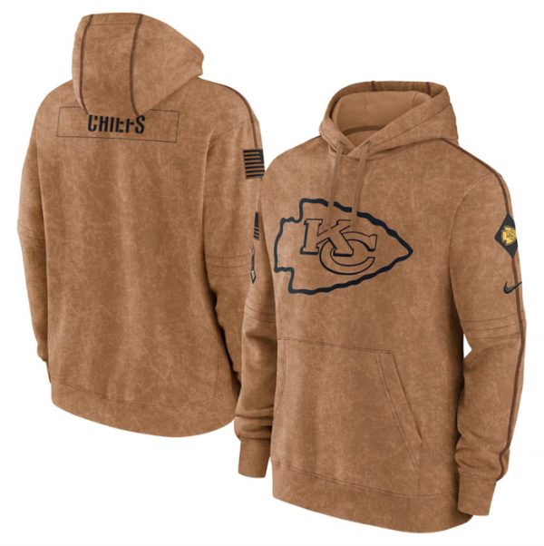 Men Kansas City Chiefs 2023 Brown Salute to Service Pullover Hoodie