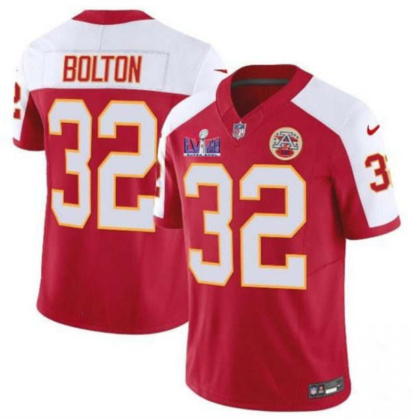 Men Kansas City Chiefs #32 Nick Bolton Red/White F.U.S.E. Super Bowl LVIII Patch Vapor Untouchable Limited Stitched Football Jersey