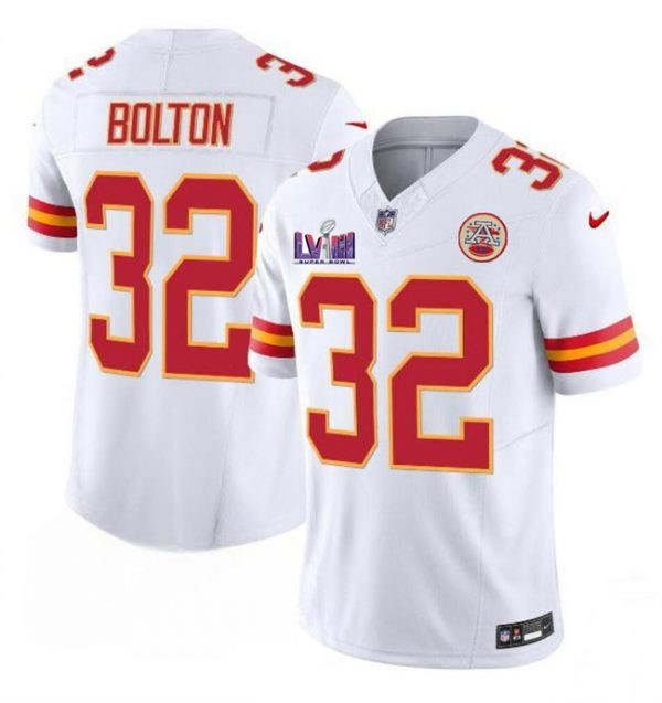 Men Kansas City Chiefs #32 Nick Bolton White F.U.S.E. Super Bowl LVIII Patch Vapor Untouchable Limited Stitched Football Jersey