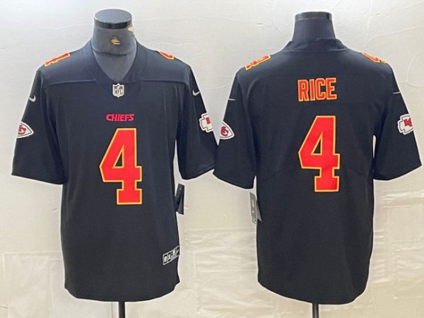 Men Kansas City Chiefs #4 Rashee Rice Black Vapor Untouchable Limited Stitched Football Jersey