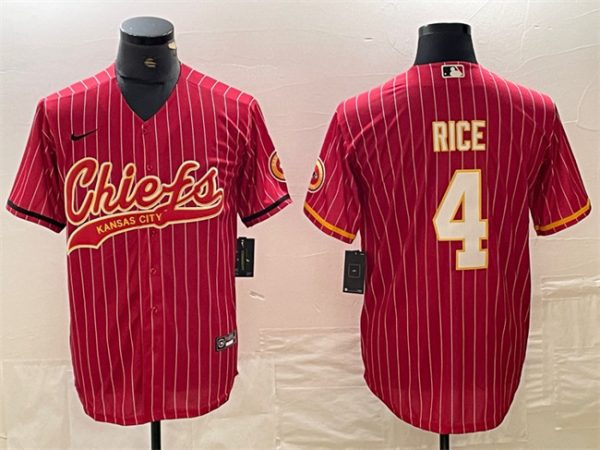 Men Kansas City Chiefs #4 Rashee Rice Red Cool Base Stitched Baseball Jersey